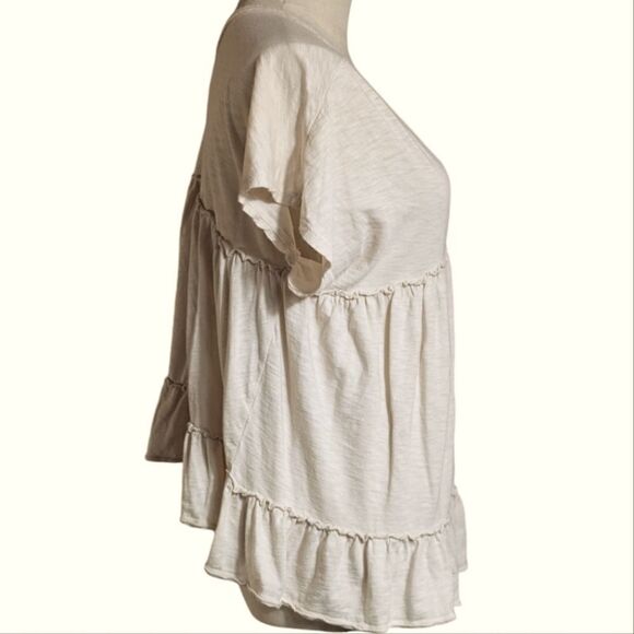 Altar'd State Anthropologie Oatmeal Babydoll Relaxed Top - Picture 3 of 6